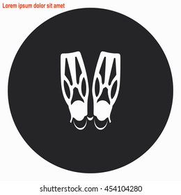 Flippers web icon. Gray circle button with white illustration.