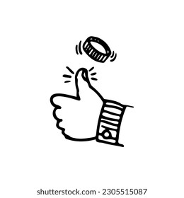 Flipping Coin Vector Hand doodle Illustration