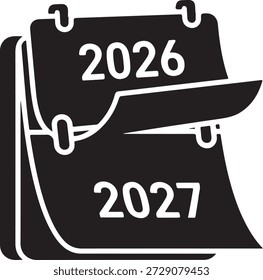 Flipping to the year 2027 isolated on white background, Vector, illustration