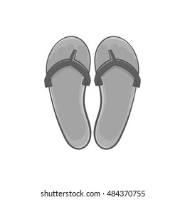 Flips flops icon in black monochrome style isolated on white background. Summer shoes symbol vector illustration