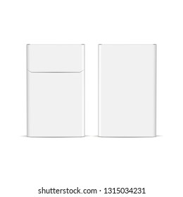 Flip-top Cigarette Pack Mockup Isolated On White Background - Front And Back View. Vector Illustration