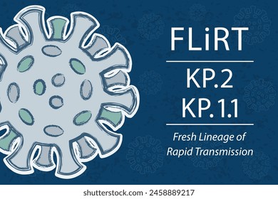 FLiRT (Fresh Lineage of Rapid Transmission) is a group of COVID-19 variants characterized by mutations (F456L, R346T) that increase transmissibility and potential immune evasion. White text on blue.