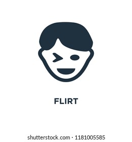 Flirt icon. Black filled vector illustration. Flirt symbol on white background. Can be used in web and mobile.
