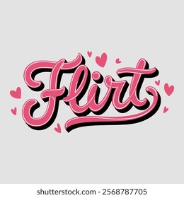 Flirt Text of Valentine Typography Vectors
