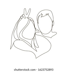 Flirtation continuous line vector illustration. Valentines day illustration with women and man. Love minimalist print. Cute line art 