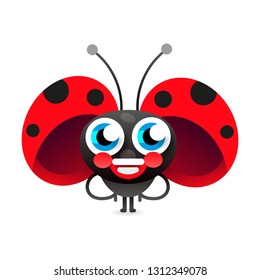 Flirtatious Flying Little Ladybug On White Background Vector Illustration
