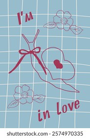 flirtatous poster with snail and bow for print. Printable card design. 