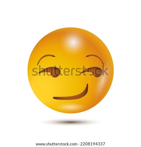 Flirting face, smug face, suggestive face. funny yellow emoticon. realistic emoticon. isolated in white background. Vector Emoticon. for ui interface