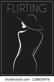 Flirting Magazine Cover Elegant Lady Black and White Poster