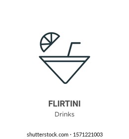 Flirtini outline vector icon. Thin line black flirtini icon, flat vector simple element illustration from editable drinks concept isolated on white background