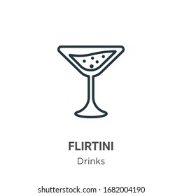 Flirtini outline vector icon. Thin line black flirtini icon, flat vector simple element illustration from editable drinks concept isolated stroke on white background