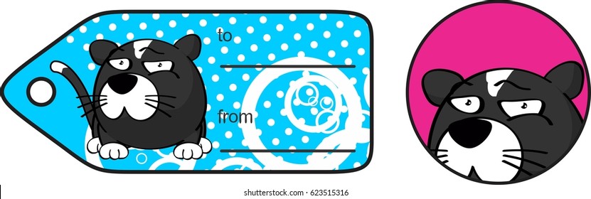 flirty little cat ball cartoon expression giftcard in vector format