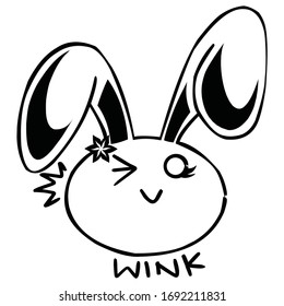 Flirty rabbit emoticon in vector form