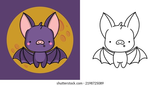 Flittermouse Clipart for Coloring Page and Multicolored Illustration. Adorable Clip Art Bat. Vector Illustration of a Kawaii Animal for Coloring Pages, Prints for Clothes, Stickers, Baby Shower.
 svg