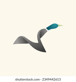 Fliying Duck logo gradient colorful style vector template. Vector illustration