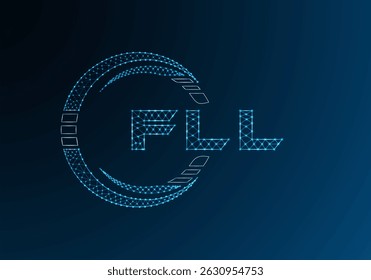 FLL low poly letter logo vector design. FLL lower poly logo design. 