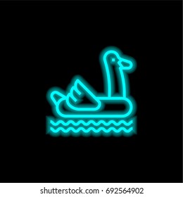 Float blue glowing neon ui ux icon. Glowing sign logo vector