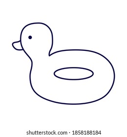 float ducky beach line style icon vector illustration design