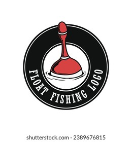 plantilla de logotipo del emblema de pesca flotante