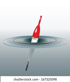 Float for fishing fish in water. Vector illustration.
