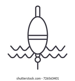 float fishing vector line icon, sign, illustration on background, editable strokes