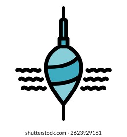 Float fishing water icon. Outline float fishing water vector icon color flat isolated