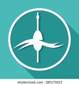float icon on white circle with a long shadow