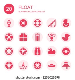 Float Icon Set. Collection Of 20 Filled Float Icons Included Fishing, Lifebuoy, Lifesaver, Ducky, Lifejacket, Floating, Duck, Float, Buoy, Pamela