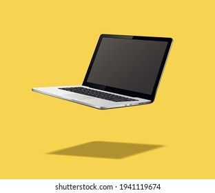 Float or levitate laptop. Vector