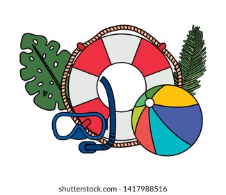 float lifeguard with leafs palm and balloon toy