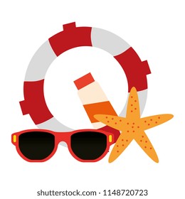 float lifeguard with sunglasses and starfish
