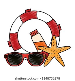 float lifeguard with sunglasses and starfish