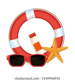 float lifeguard with sunglasses and starfish