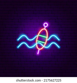 Float Neon Sign. Vector Illustration of Fishing Promotion.
