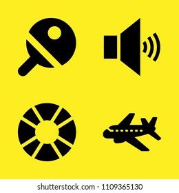 float, ping pong, aeroplane and volume vector icon set. Sample icons set for web and graphic design