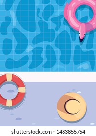 float pool lifebuoy summer time vacations design