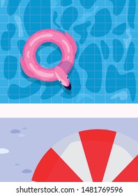 float pool umbrella summer time vacations design