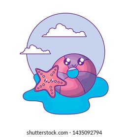 float protection with starfish in the sea kawaii