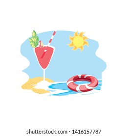 float protection summer in the beach with cocktail