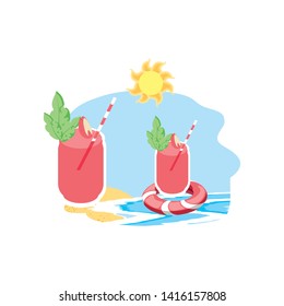 float protection summer in the beach with juices