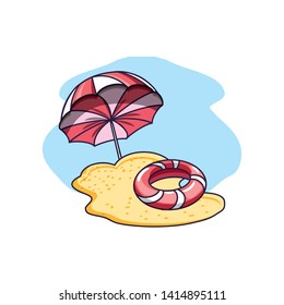 float protection summer with umbrella in beach