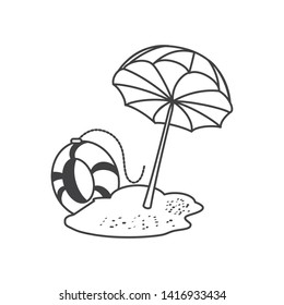 float protection summer with umbrella in beach