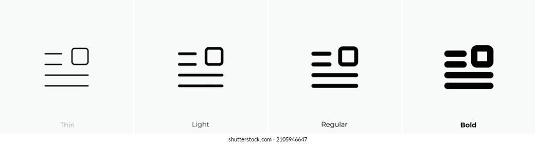 float right icon. Thin, Light Regular And Bold style design isolated on white background