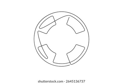 float ring continuous one line drawing, One continuous line drawing of a lifebuoy in a minimalist vector style symbolizing safety, Buoy Continuous Line Drawing with Editable Stroke.