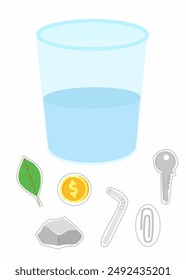 Float or sink printable worksheet for kindergarten, float or sink cut and glue, glass and things that float or sink