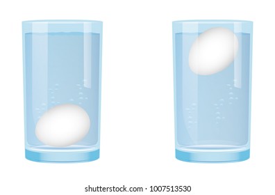 Float test egg. Science experiments on transparent background. High resolution  
