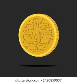 Floating 3d crypto currency coin illustration