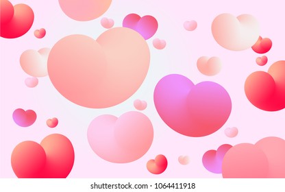Floating 3D hearts.  Many ping and red hearts. Hearts background for valentine. 