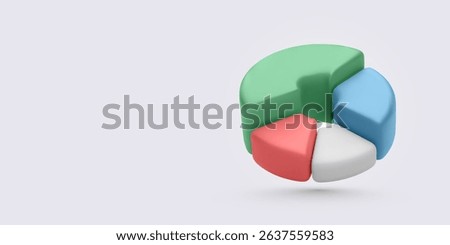 Floating 3D Pie Chart with Colorful Segments Representing Market Share, Financial Data, or Crypto Distribution. Perfect for Business Infographics and Reports. Vector Illustration.