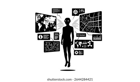 A floating AI assistant projecting maps and stats.jpg	Floating AI Assistant Projecting Maps and Statistics Digital Interface	A translucent, floating artificial intelligence assistant projects detailed
